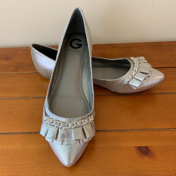 Guess Shoes - Guess Silver Ruffle Flats Size 10